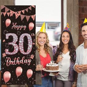 img 1 attached to 🎉 Rose Gold 30th Birthday Banner: Decorations, Door Cover & Backdrop Supplies for Her Women – Happy 30th Birthday Poster Sign Decor