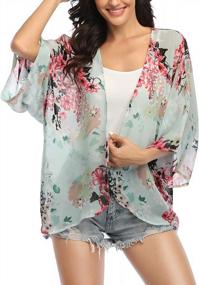 img 3 attached to Floral Kimono Cardigan For Women: Stylish Sheer Cover-Up For The Beach & Casual Wear