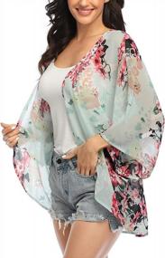 img 1 attached to Floral Kimono Cardigan For Women: Stylish Sheer Cover-Up For The Beach & Casual Wear