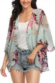 img 2 attached to Floral Kimono Cardigan For Women: Stylish Sheer Cover-Up For The Beach & Casual Wear