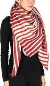 img 3 attached to Women'S Winter/Fall Plaid Blanket Wrap Scarf - Flannel Square Scarf
