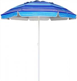 img 3 attached to AMMSUN 6.5 Foot Heavy Duty HIGH Wind Beach Umbrella With Tilt Sun Shelter, UV 50+ Protection Outdoor Sunshade Umbrella With Carry Bag For Patio Garden Beach Pool Backyard Stripe Blue