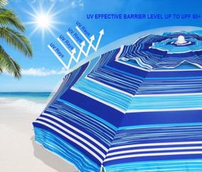 img 2 attached to AMMSUN 6.5 Foot Heavy Duty HIGH Wind Beach Umbrella With Tilt Sun Shelter, UV 50+ Protection Outdoor Sunshade Umbrella With Carry Bag For Patio Garden Beach Pool Backyard Stripe Blue