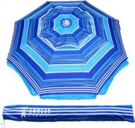 ammsun зонт для пляжа с повышенной устойчивостью к ветру, диаметром 6,5 фута с наклонным открыванием, защитой от уф-излучения 50+, наружным зонтом с солнцезащитным тентом и чехлом для переноски, синий полосатый, для патио, сада, пляжа, бассейна и заднего двора логотип