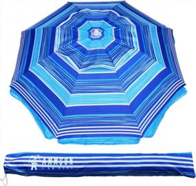 img 4 attached to AMMSUN 6.5 Foot Heavy Duty HIGH Wind Beach Umbrella With Tilt Sun Shelter, UV 50+ Protection Outdoor Sunshade Umbrella With Carry Bag For Patio Garden Beach Pool Backyard Stripe Blue