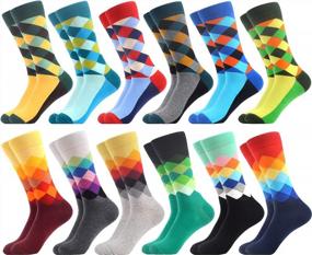 img 4 attached to Cool And Colorful Men'S Dress Socks: Funky And Fun Combed Cotton Crew Sock Pack By WeciBor