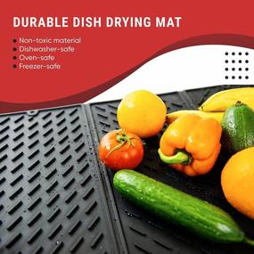 img 2 attached to Non-Slip Foldable Silicone Dish Drying Mats - Trifold Heat Resistant Kitchen Counter Mat - Black 16X24 Inch Size