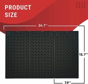 img 3 attached to Non-Slip Foldable Silicone Dish Drying Mats - Trifold Heat Resistant Kitchen Counter Mat - Black 16X24 Inch Size