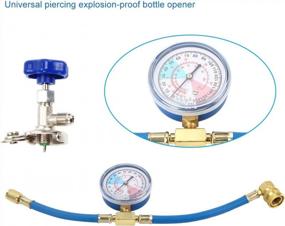 img 3 attached to R134A Refrigerant Charging Hose Kit For Easy AC Recharge With Gauge, Valve Can Tap, And Bottle Opener - AutoRocking Air Conditioning Measuring Pipe