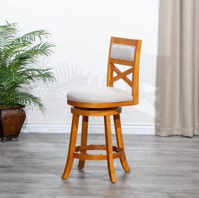 img 2 attached to Indoor Living Meeker X Back Swivel Stool, 30" Bar Height, Natural Finish With Beige Fabric Seat By DTY