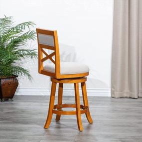 img 1 attached to Indoor Living Meeker X Back Swivel Stool, 30" Bar Height, Natural Finish With Beige Fabric Seat By DTY
