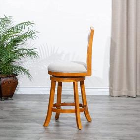 img 3 attached to Indoor Living Meeker X Back Swivel Stool, 30" Bar Height, Natural Finish With Beige Fabric Seat By DTY
