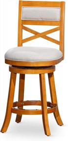 img 4 attached to Indoor Living Meeker X Back Swivel Stool, 30" Bar Height, Natural Finish With Beige Fabric Seat By DTY