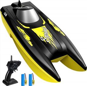 img 4 attached to SYMA Q9 RC Boat For Kids - 10Km/H Speedboat, Double Power & Low Battery Reminder