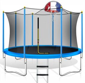 img 4 attached to Jump Into Fun With Merax Trampoline: 12FT & 14FT With Safety Enclosure, Basketball Hoop, Ladder, And Heavy Duty Materials For Kids And Adults