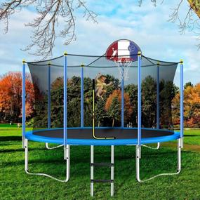 img 3 attached to Jump Into Fun With Merax Trampoline: 12FT & 14FT With Safety Enclosure, Basketball Hoop, Ladder, And Heavy Duty Materials For Kids And Adults