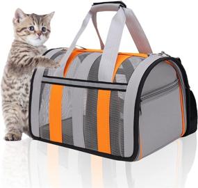 img 4 attached to 🐱 Airline Approved Cat Carrier - Small Medium Pet Carriers for Cats Dogs, Breathable Portable Soft Sided Backpack Carrier for Puppies, Collapsible Outdoor Travel Bag for Pets