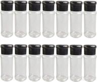 versatile set of 14 pcs plastic spice bottles - ideal for bbq seasoning, salt, pepper, and glitters - 2.5 oz/75ml (black) логотип