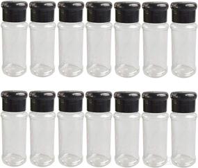 img 4 attached to Versatile Set of 14 Pcs Plastic Spice Bottles - Ideal for BBQ Seasoning, Salt, Pepper, and Glitters - 2.5 oz/75ml (Black)