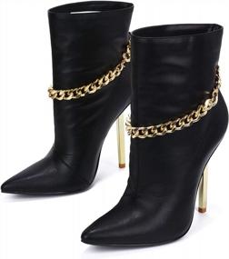 img 1 attached to Cape Robbin Joelle: Sleek Stiletto Ankle Booties With Links For Women