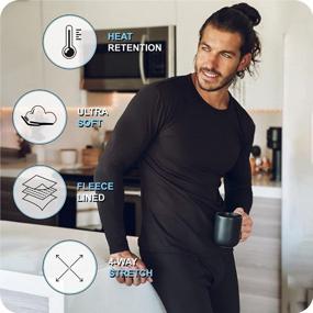 img 2 attached to Bodtek Long Underwear Mens Set - Long John Thermal Underwear For Men Fleece Lined Base Layer - Pajama Top And Bottom For Cold