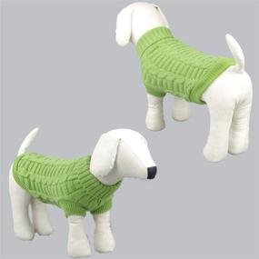 img 3 attached to 🐾 Green Knitted Braid Plait Turtleneck Sweater | Pet Knitwear Outwear for Dogs & Cats Size Small