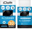 ideal cleanup for screens: icloth 10-pack extra large screen cleaning wipes - safe & efficient for all devices - pro-grade and individually wrapped logo