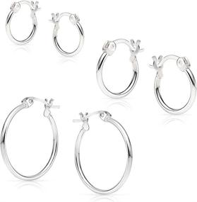 img 4 attached to SOLIDSILVER Girls' Sterling Silver Polished Earrings - Stylish Jewelry for Girls