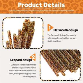 img 2 attached to 🐆 Animal Print Plastic Straws: Safari Themed Party Favors with Cleaning Brush - Classic Style (27 Pack)