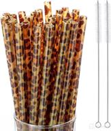 🐆 animal print plastic straws: safari themed party favors with cleaning brush - classic style (27 pack) logo