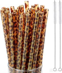 img 4 attached to 🐆 Animal Print Plastic Straws: Safari Themed Party Favors with Cleaning Brush - Classic Style (27 Pack)