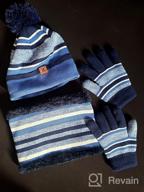 img 1 attached to Maylisacc Winter Kids Hat Scarf and Gloves Set for Boys and Girls Toddler Age 3-6 - Striped Pom Beanie, Glove, and Neck Warmer Combo review by Dave Seawell