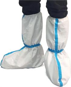img 4 attached to 100 Pairs Of Waterproof And Non-Slip Disposable Shoe Covers - 18 Inches Tall In White - ZMDREAM Brand