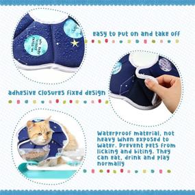 img 1 attached to 🌙 Adjustable Waterproof Soft Cotton Postoperative Protection Collar for Cats - Starry Sky Blue Comfortable Pet Cone Collar for Cat, Kitten, and Dogs