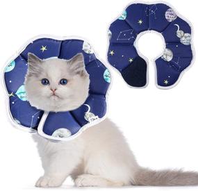 img 4 attached to 🌙 Adjustable Waterproof Soft Cotton Postoperative Protection Collar for Cats - Starry Sky Blue Comfortable Pet Cone Collar for Cat, Kitten, and Dogs