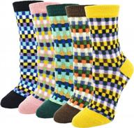 5pack womens vintage winter socks: thick cold knit wool crew, multicolor & free size | yzkke logo