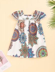 img 3 attached to Bohemian Sunflower Princess Dress For Toddler Girls: Button Lace Sleeveless Floral Attire