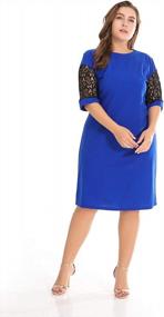 img 3 attached to Plus Size Midi Dress With Mesh Lace Short Sleeves And Classic Casual Style, Perfect For Women - ROSIANNA