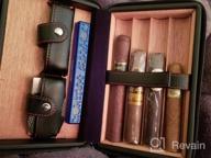 картинка 1 прикреплена к отзыву Portable Leather Cigar Humidor Case With Humidifier And Cedar Wood For Travel - 4 Piece Set In Black от Jim Roberts