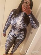 картинка 1 прикреплена к отзыву Fixmatti Women's Halloween Party Costume: Skull Print Long Sleeve Jumpsuit Outfit - Spook-tacular Style! от David Underberg