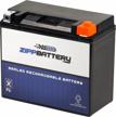 zipp battery ytx20l-bs maintenance free replacement battery for powersports equipment: 12v, 1.8a, 18ah, t3 nut and bolt terminal logo