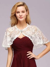 img 3 attached to MisShow Women'S Bridal Cape With Lace Appliques - Elegant Shoulder Cover For Wedding Bolero