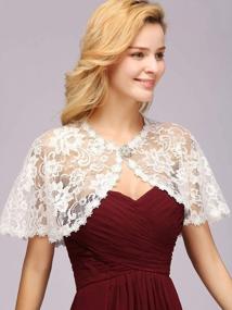 img 2 attached to MisShow Women'S Bridal Cape With Lace Appliques - Elegant Shoulder Cover For Wedding Bolero