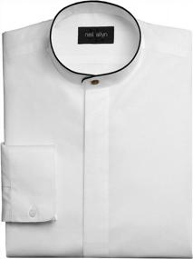 img 1 attached to 👔 Neil Allyn Piped Banded Collar Shirt, Size L