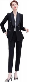img 4 attached to Stylish Striped Suit Set For Professional Women | Open Front Blazer With Business Work Pants - LISUEYNE