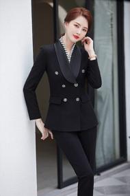 img 1 attached to Stylish Striped Suit Set For Professional Women | Open Front Blazer With Business Work Pants - LISUEYNE