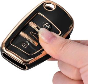 img 1 attached to 🔑 ELOHEI Audi Key Fob Cover Case - Soft TPU Stripes | 360° Full Protection Key Shell Compatible with Audi A1 A3 Q3 Q7 R8 A6L TT - Gold Edge Black | Premium Key Case Cover