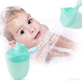 img 4 attached to 🛀 Green Baby Bath Rinse Cup with Handle - TCOTBE Cute Rinse Shampoo Rinser for Hair and Body, Eyes and Ears Protection, Ideal Bathroom Accessories for Kids