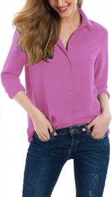 img 2 attached to Tsher Button Down Shirts For Women Professional Casual Loose Long Sleeve Button Blouse Tops 5005………