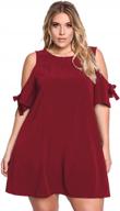 rosianna plus size mini dress with cold shoulder cutouts, bow tie sleeves, and back hole - flattering a-line style for round neck logo